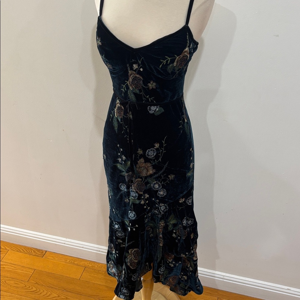 Marchesa Notte Embroidered Velvet High Low Dress, Size: 2 - Picture 11 of 15